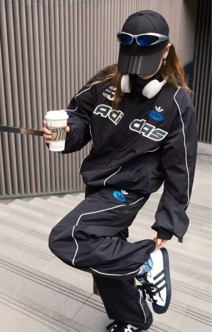 海外限定M ADIDAS レーシングジャケット black JM8033