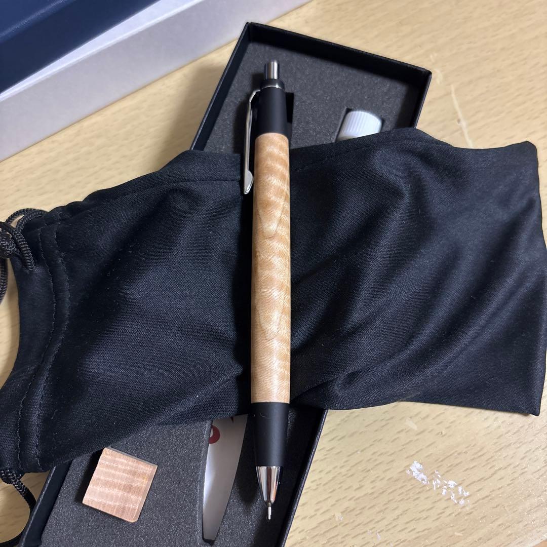 新品　野原工芸 栃縮杢 新型シャーペン0.5mm シルバー(SANZOクリップ)