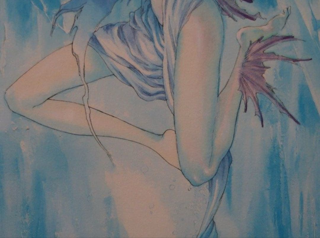 いのまた むつみ「BLUE SPLASH」版画 アールビバン 直筆サイン