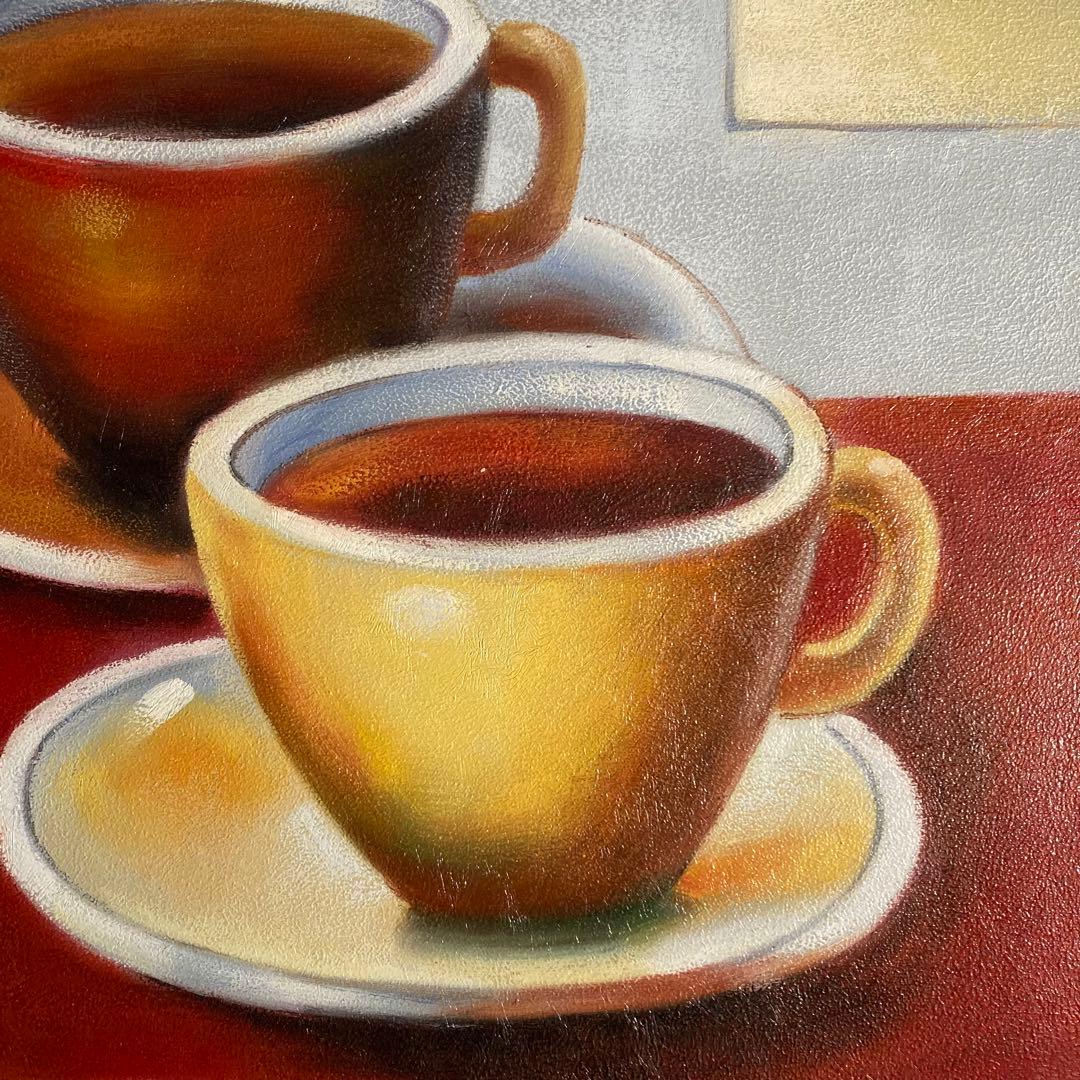 ★アウトレット★手書き油絵 カフェ 額付き インテリア 油彩画