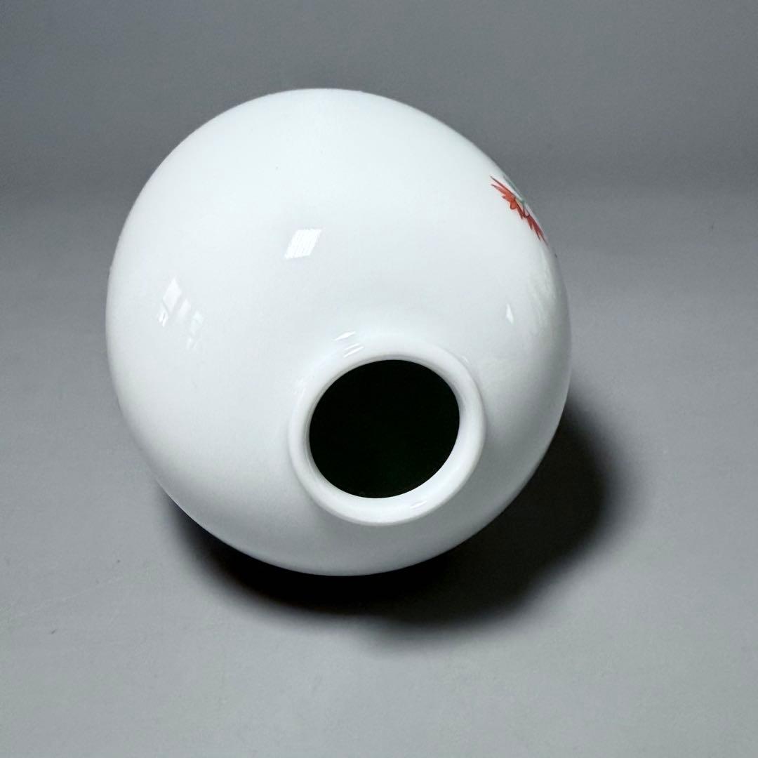 1953-63年　人間国宝　十三代　酒井田柿右衛門　錦　菊鳥文花瓶　12.5cm