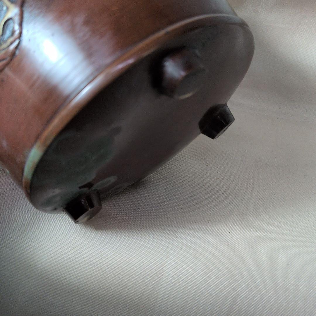 煙草盆　唐木　銅（龍の図）火入れ