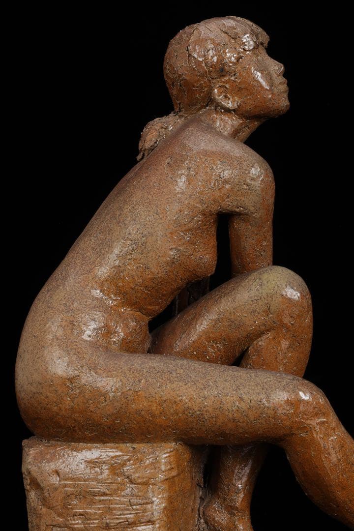 【水上守次】陶彫作品 少女像 裸婦像 在銘 栞付 女性像 彫刻 美術品 作家物