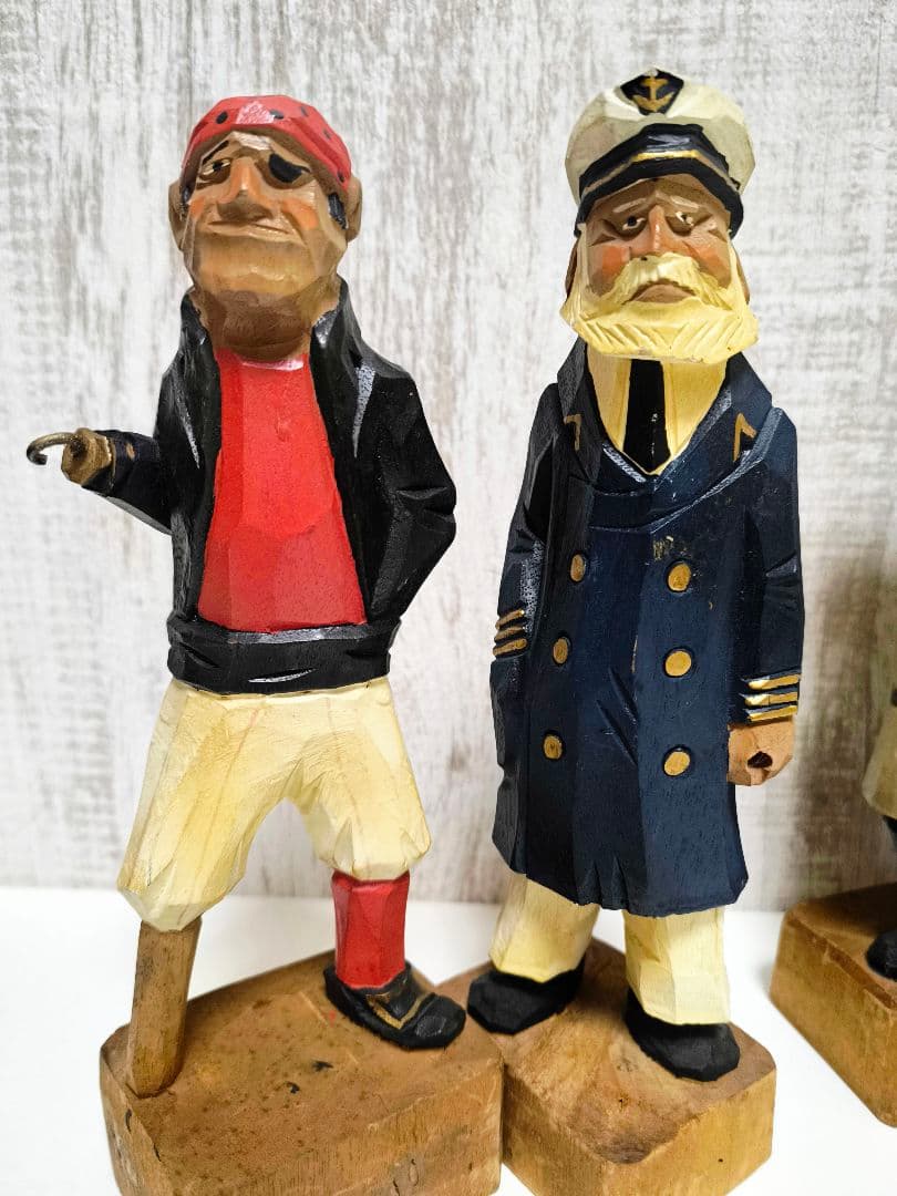 マドロス人形 ヴィンテージ 木彫り 6体セット 27cm NANCO 木彫り人形