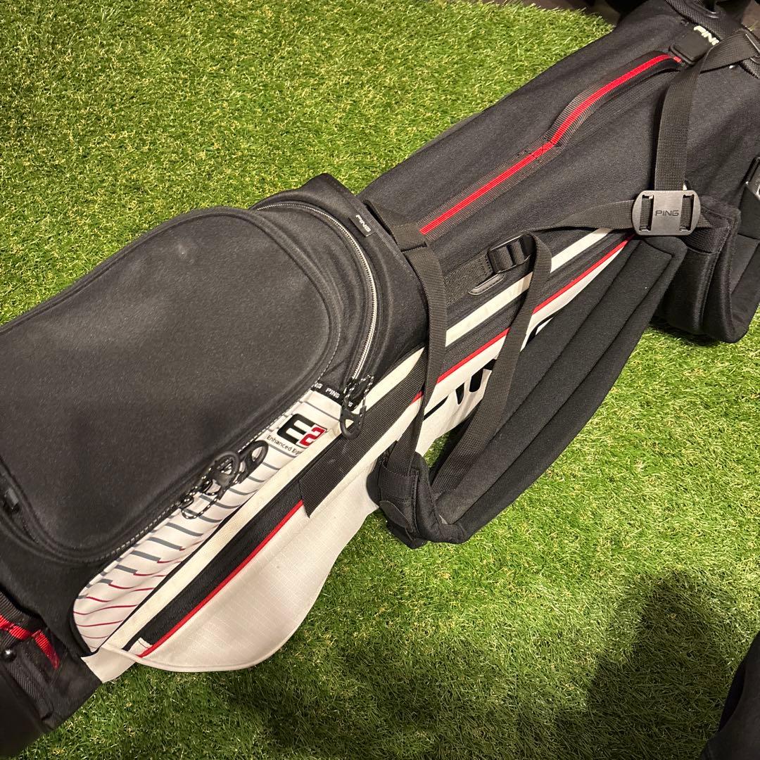 PING ストライプデザイン スタンドバッグ
