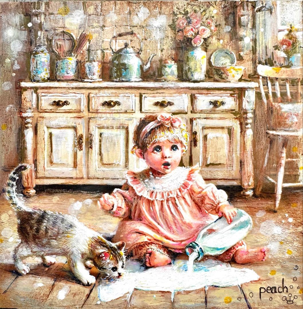 ぷ*侍様 絵画原画《好奇心がこぼれた日》 toddler mischief 3