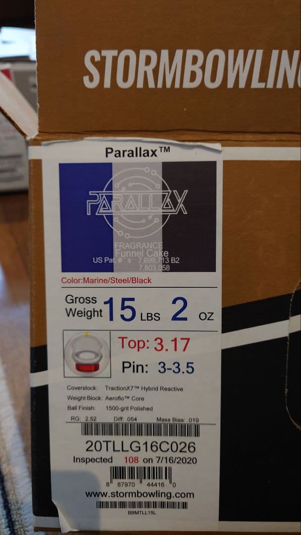 新品 STORM パララックス ボウリングボール 15ポンド