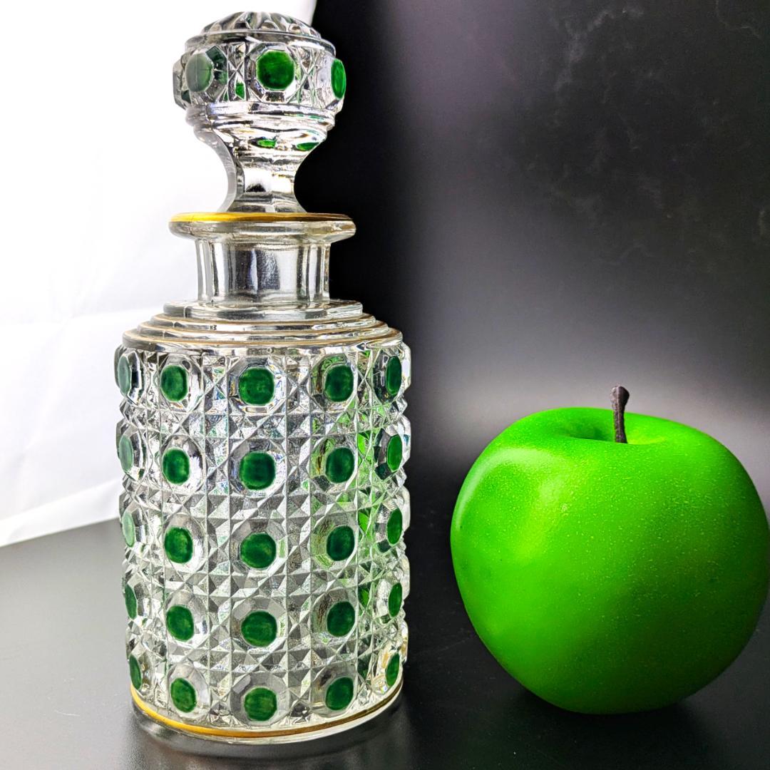 オールドバカラ ディアマン 18㎝ 大型香水瓶 グリーン＆金彩 BACCARAT