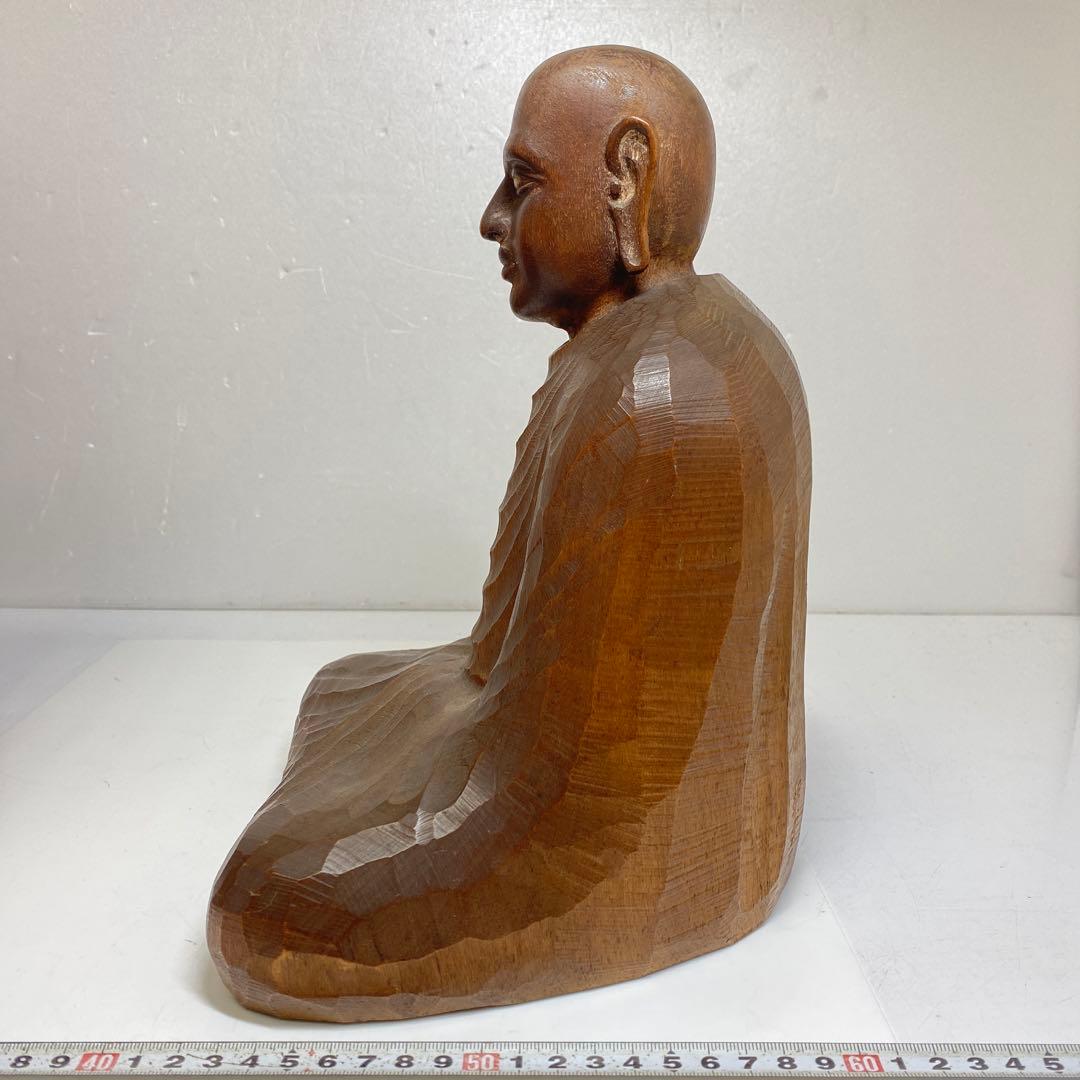 山﨑朝雲 木彫 達摩 置物 共箱 高さ28cm 東キ7-0917☆2F
