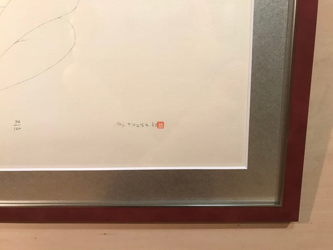 平賀敬「ガーターベルトの女性」リトグラフ　直筆サイン・落款・エディション有り