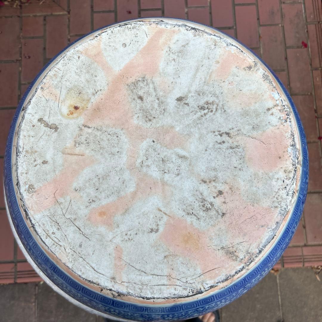 中国骨董50年以上旧蔵唐物 染付手絵山水紋大鉢 火鉢、金魚鉢、睡蓮鉢、水槽に兼用