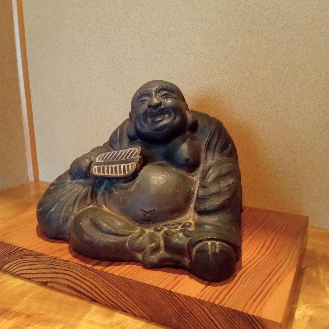 【希少作】 古 楽山焼　床飾 「 布袋象 」　権兵衛 作