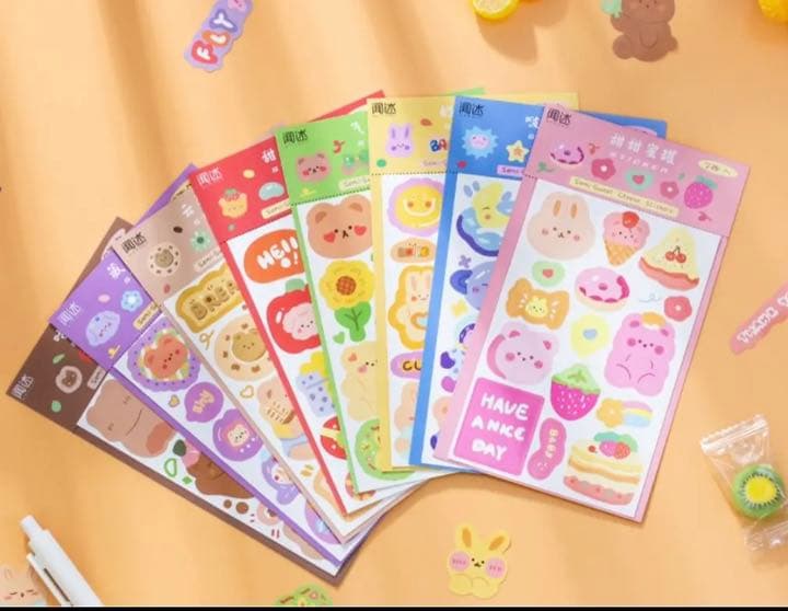 W1270.第二弾☆カラフルアニマル ステッカー 8種セット