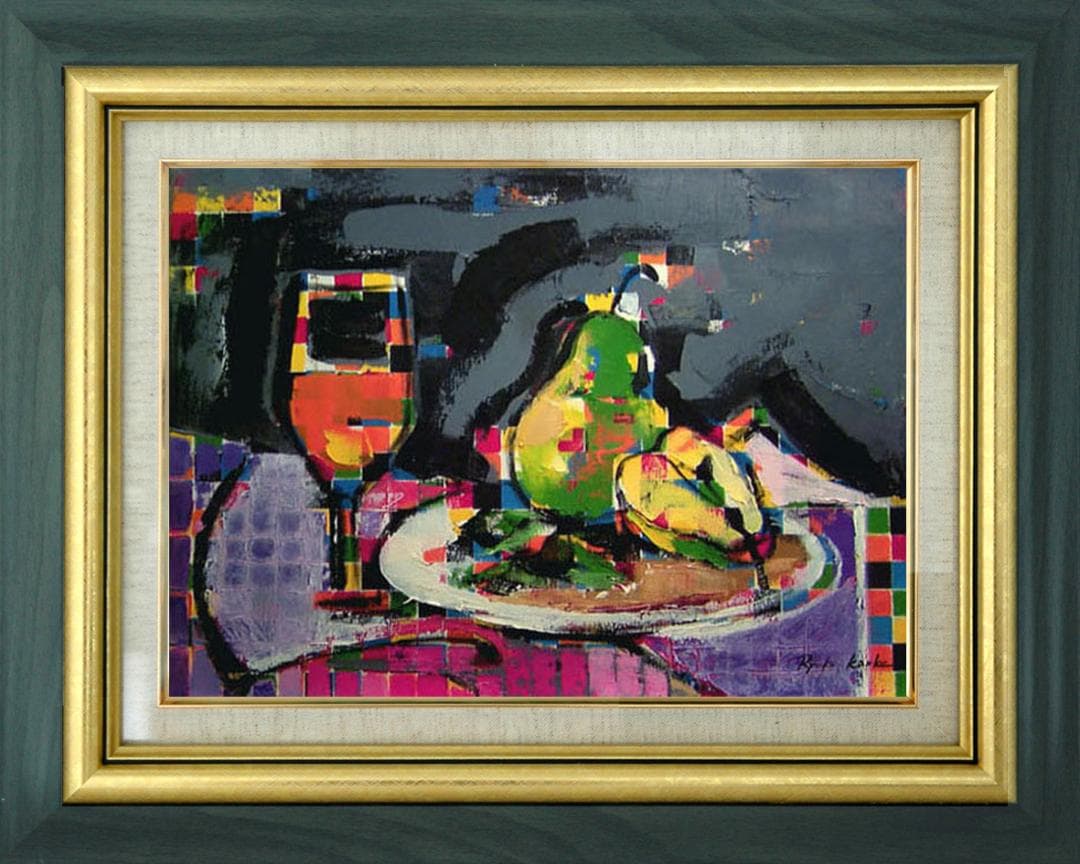 油絵 菅家令子 絵 絵画 インテリア uF6-062204 静物 ワイン