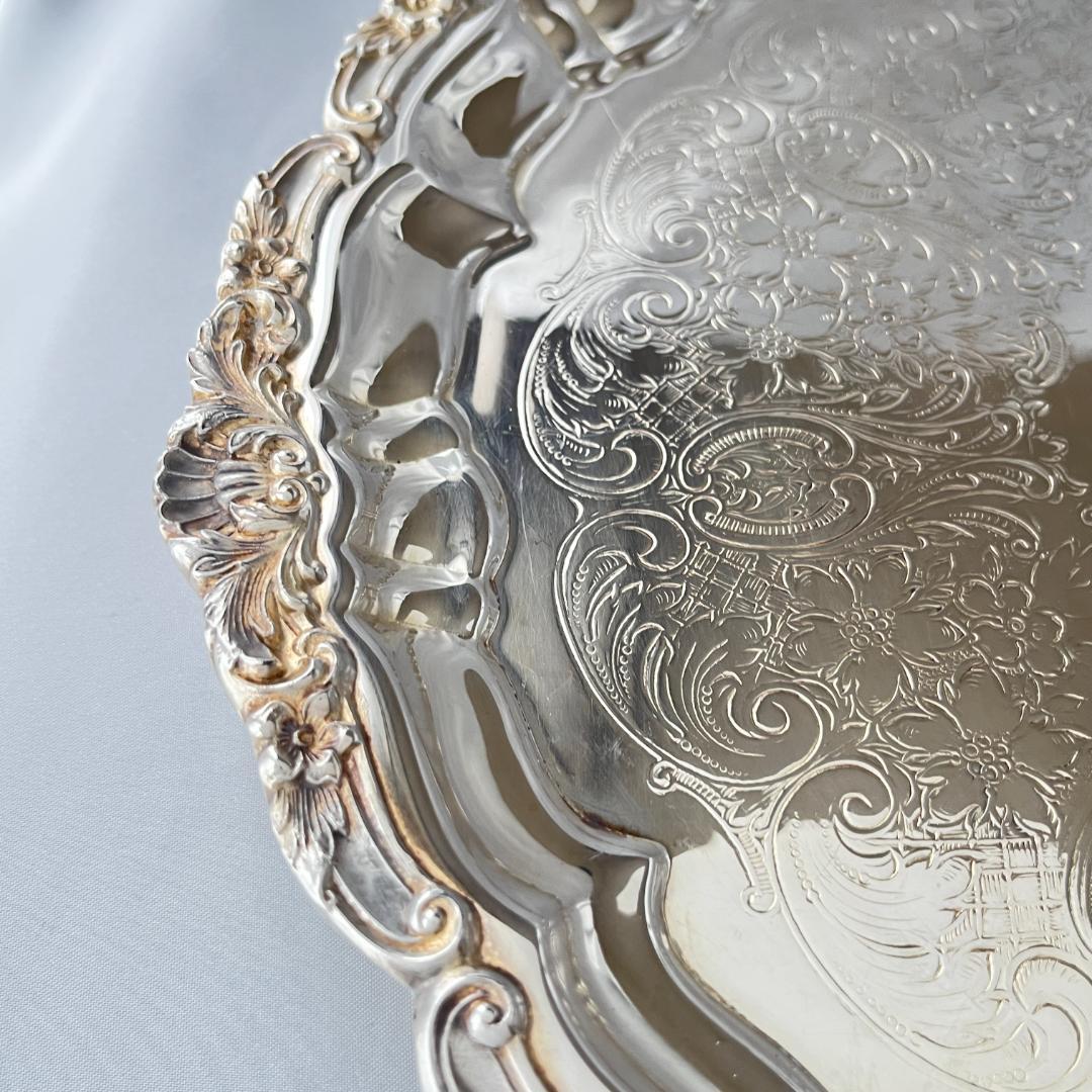 【POOLE】サルヴァ / ギャラリートレー【シルバープレート】31cm