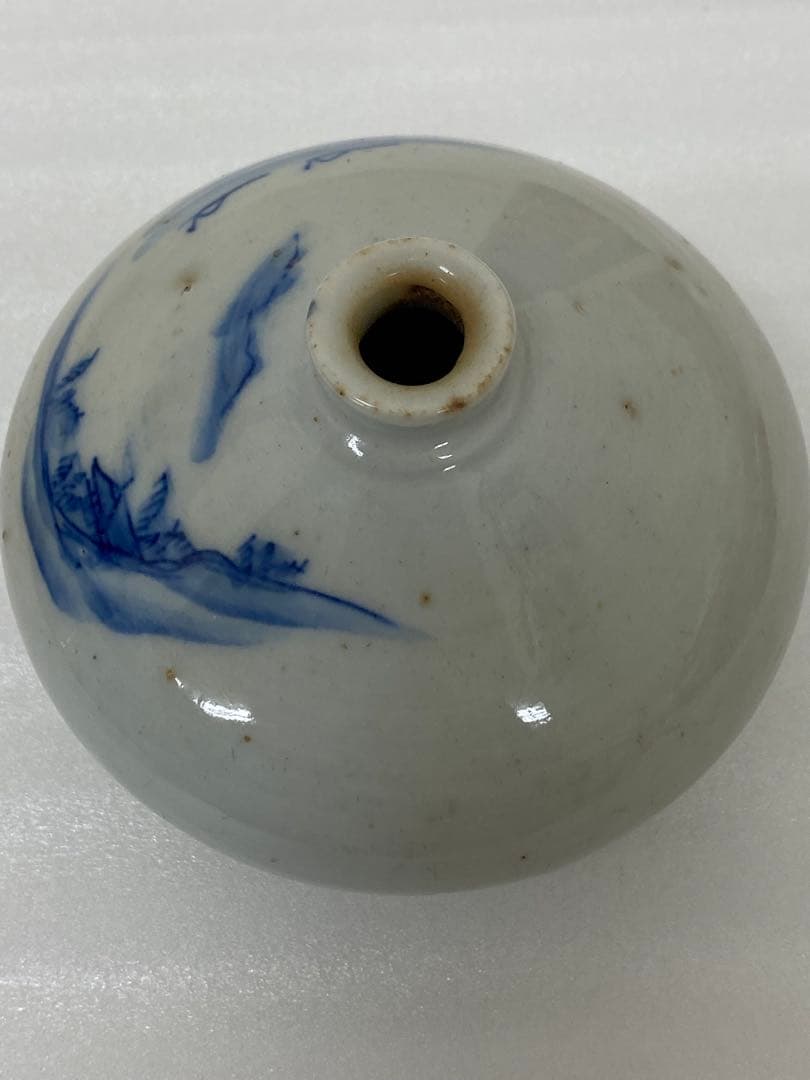 3-3250 骨董　油壺磁器　古平戸染付山水図油壺