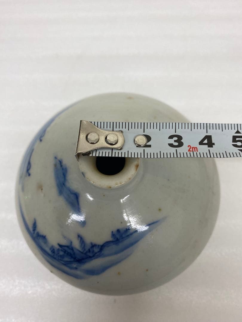 3-3250 骨董　油壺磁器　古平戸染付山水図油壺