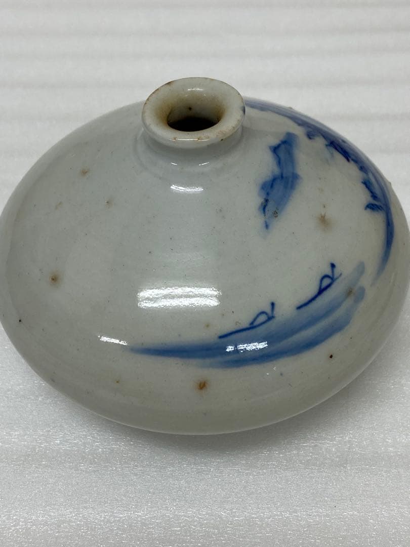 3-3250 骨董　油壺磁器　古平戸染付山水図油壺