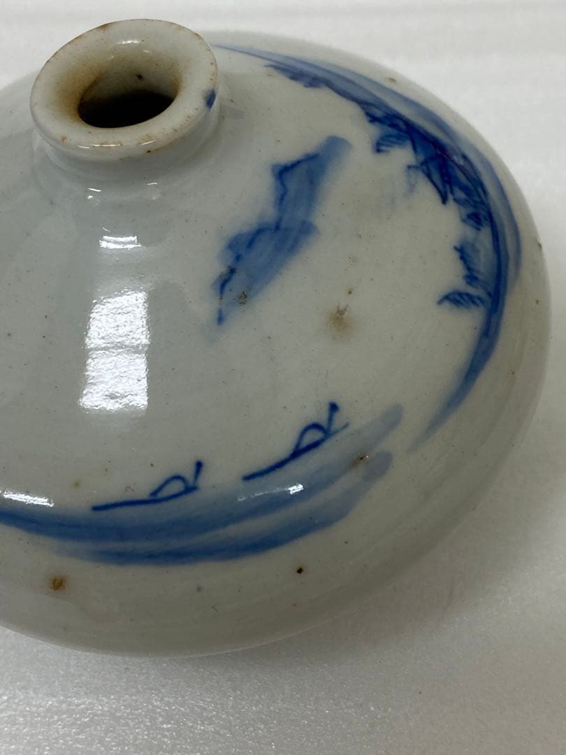 3-3250 骨董　油壺磁器　古平戸染付山水図油壺