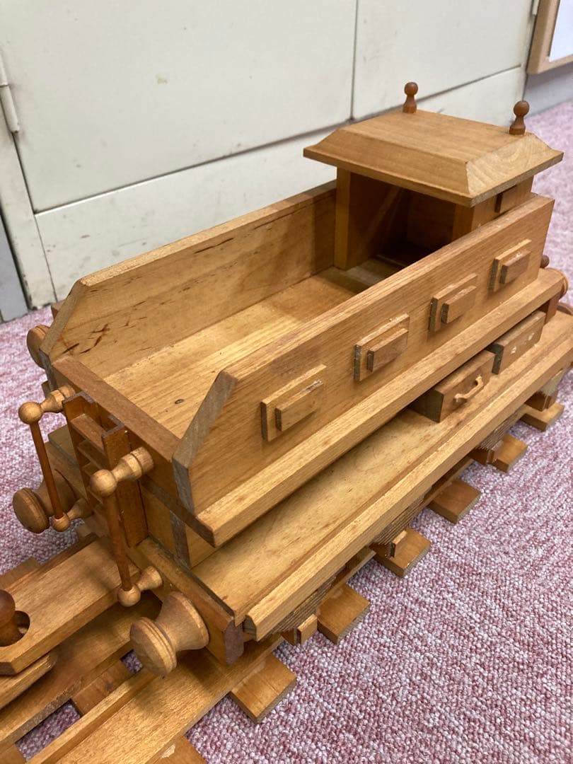 木製 蒸気機関車模型 約100cm レール付き