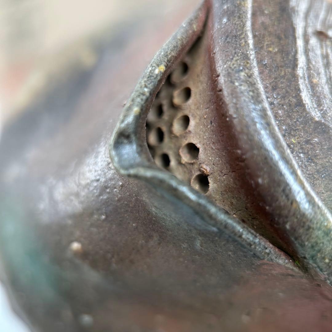 D佐藤苔助 備前焼宝瓶 三方手捻り人気作者 急須 共箱 共布 茶注 煎茶 茶道具