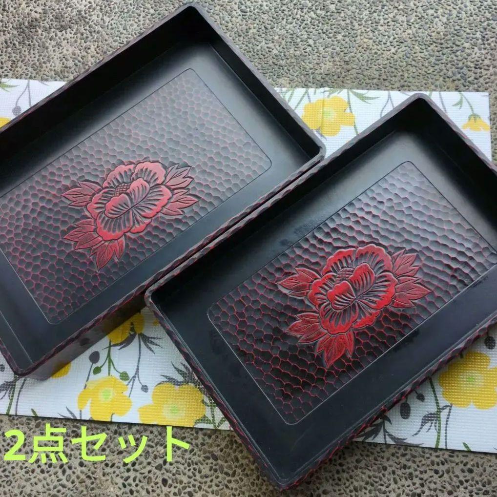 鎌倉彫 乱れ箱 入れ子 伝統工芸品　漆塗り