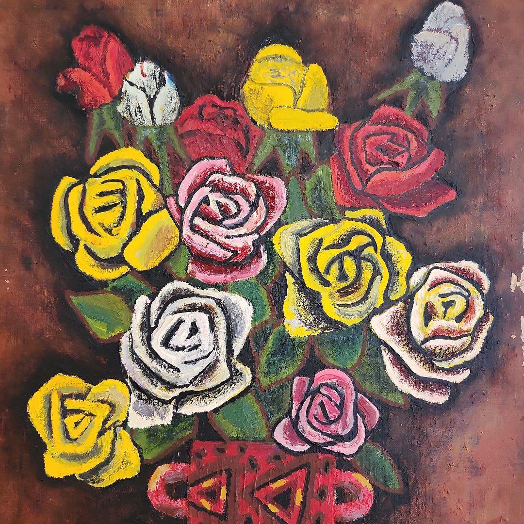 田渕眞兒　油絵　油彩画　薔薇シリーズ　花　No.24-s