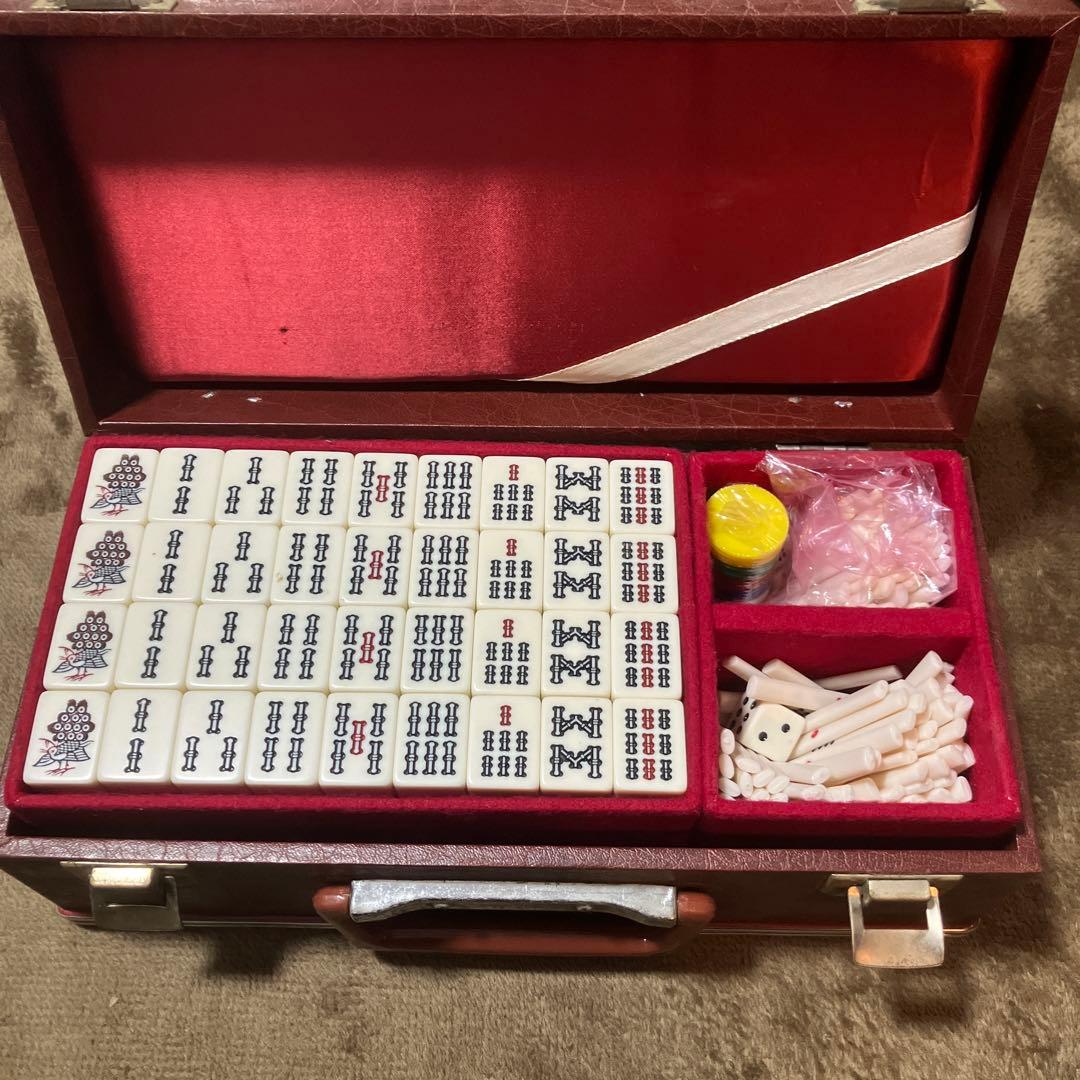 麻雀セット ワインレッドケース付き