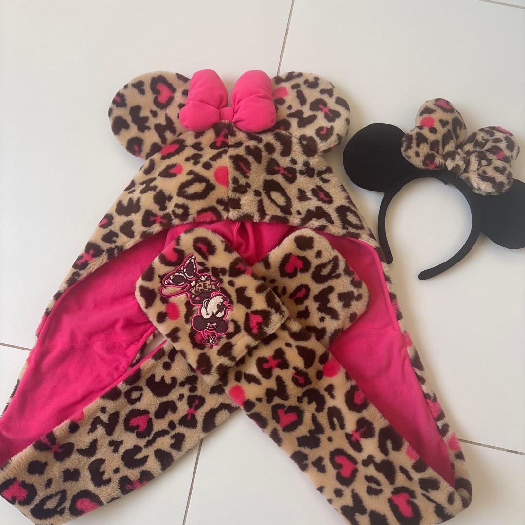 ディズニー ミニー ヒョウ柄 マフラー カチューシャセット