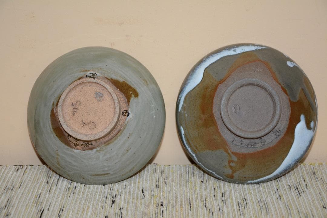 茶道具　膳所平茶碗一双　表千家　久田無適斎造　中古品　送料無料