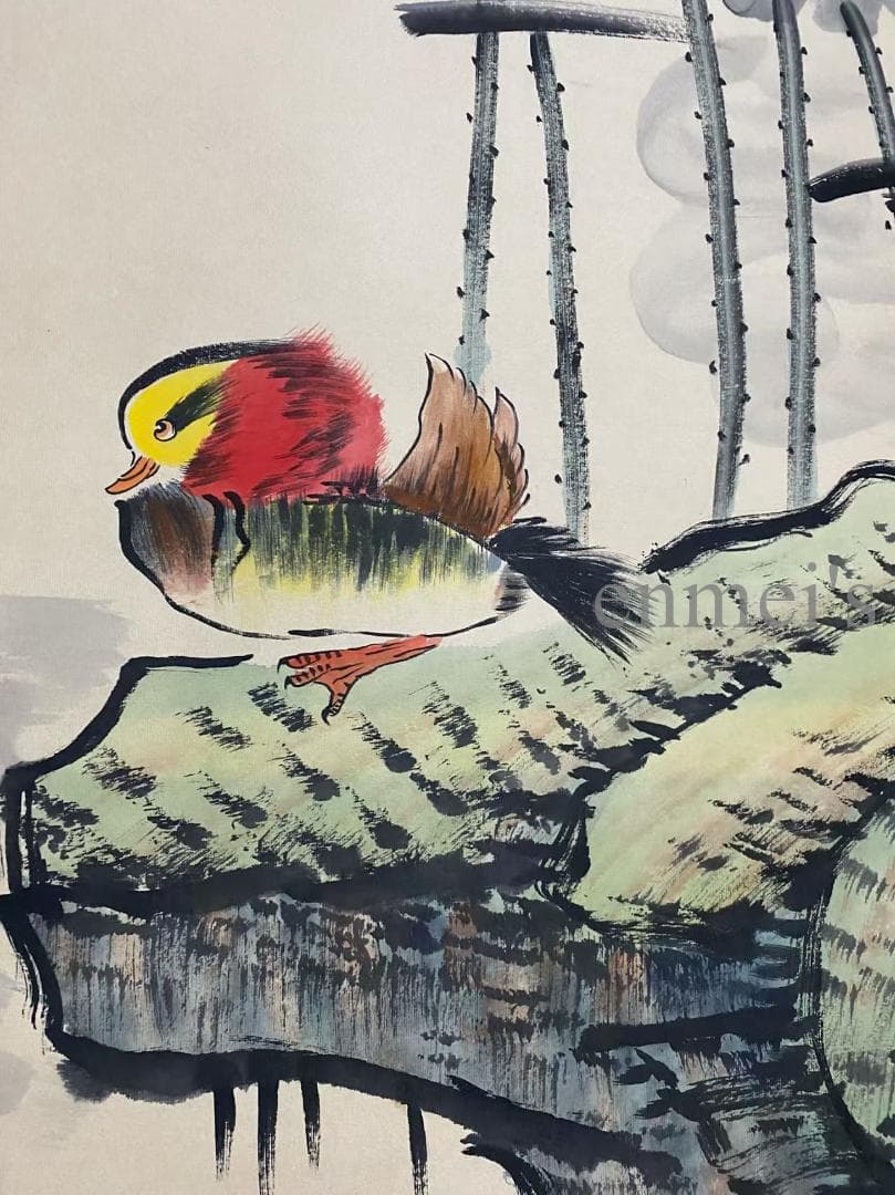 中国古美術 近代 齊白石款 花鳥画 水墨画 掛け軸 宣紙 唐物 書画 肉筆 古玩