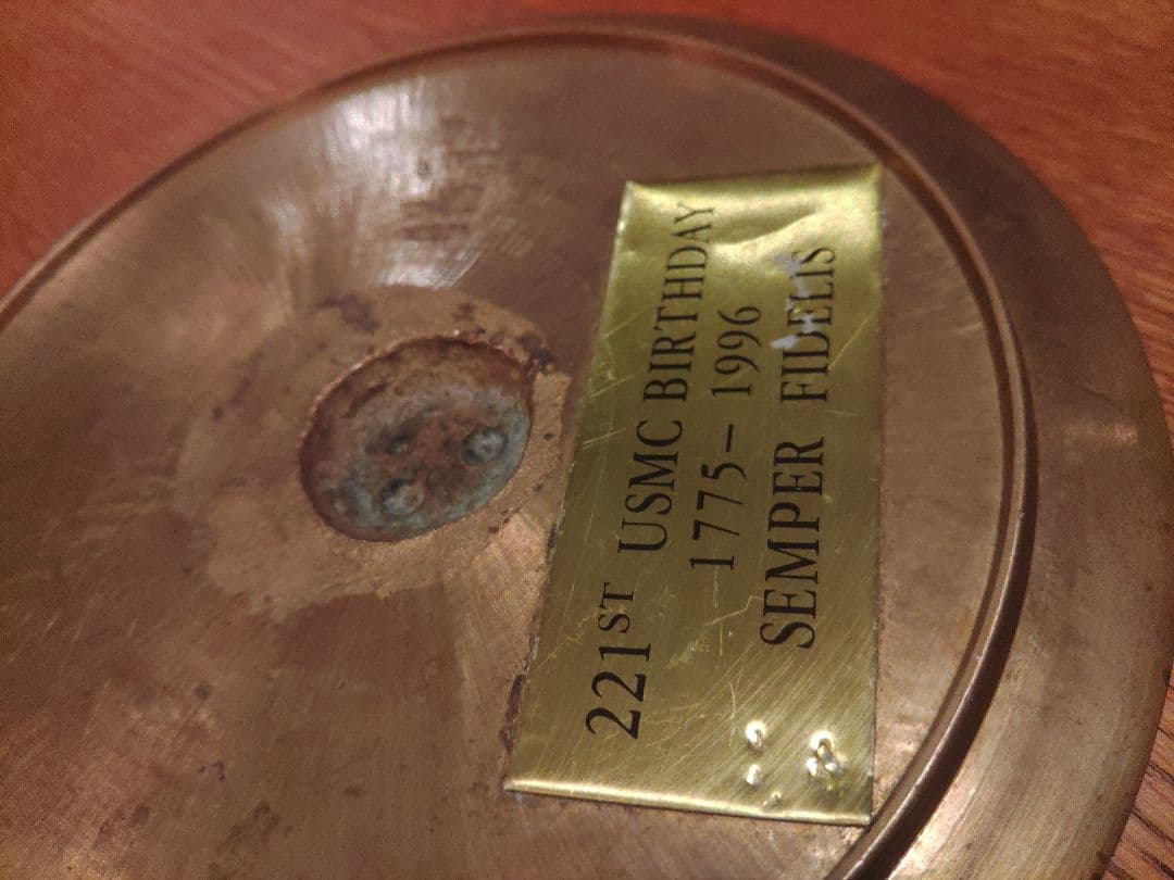 限定品　アメリカ海兵隊　記念プレート　USMC 真鍮　沖縄　日本　希少　レア