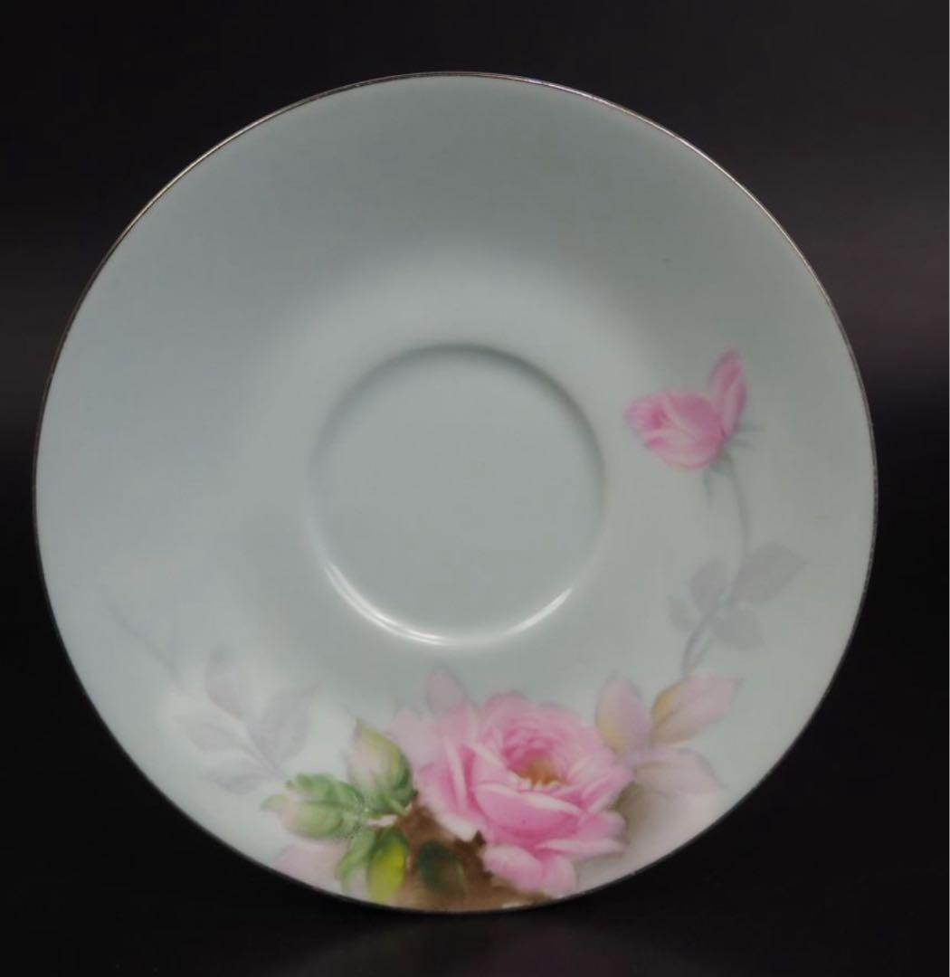 送料無料1912年 『オールドノリタケ』製 手描き薔薇文カップ＆ソーサー5客