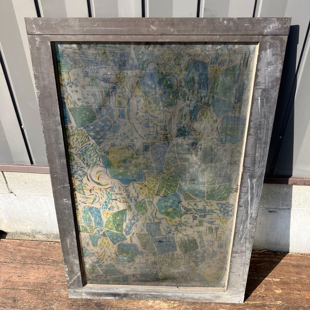 A-5 ②昭和レトロ ステンドグラス サッシ 窓枠付き ヴィンテージ 建具