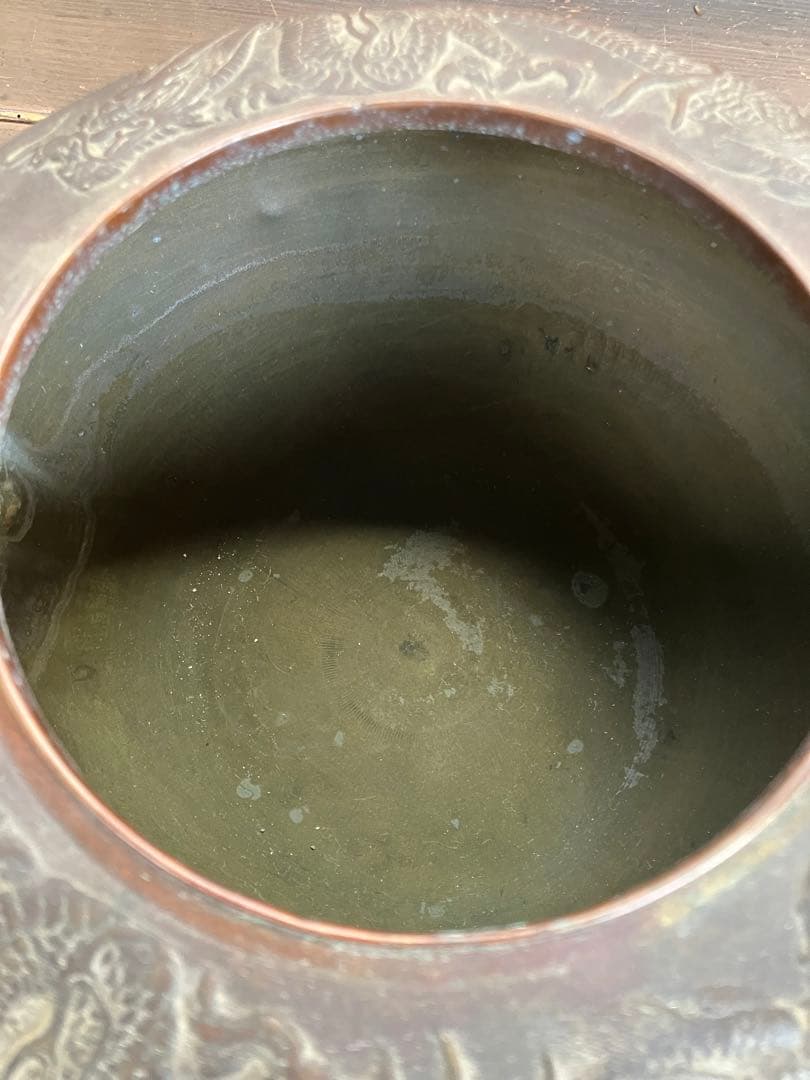 ドラゴン彫刻 鉄瓶 直径約20cm