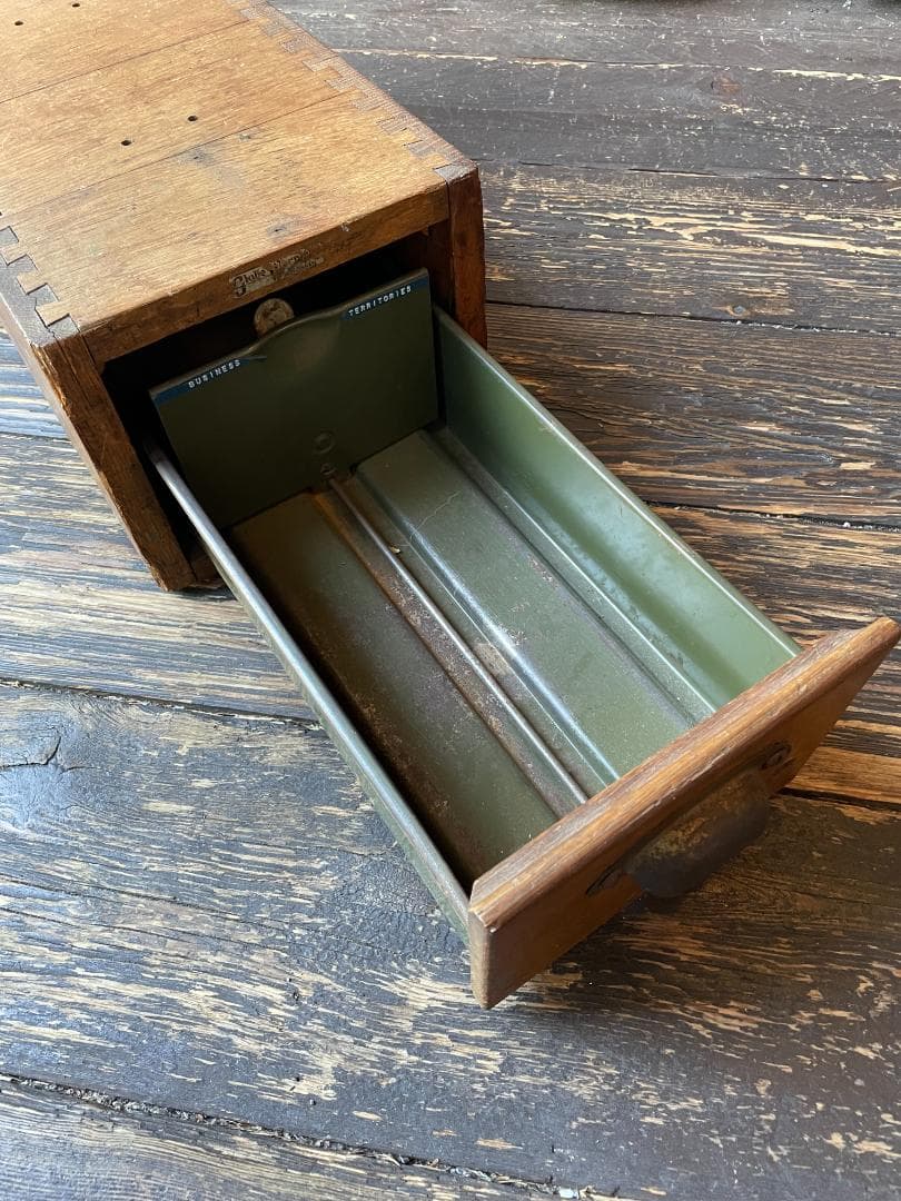 アンティーク ドロワー 木製 引き出し 真鍮 取手 ハンドル カード ケース