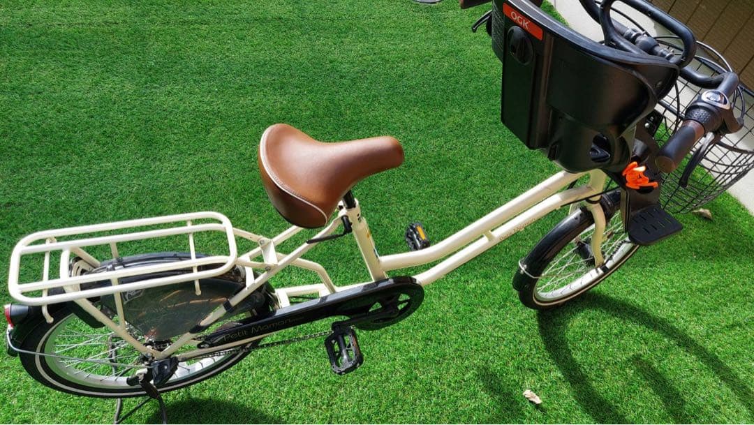 直接取引限定！　チャイルドシート付　自転車　美品　山口県　アイボリー