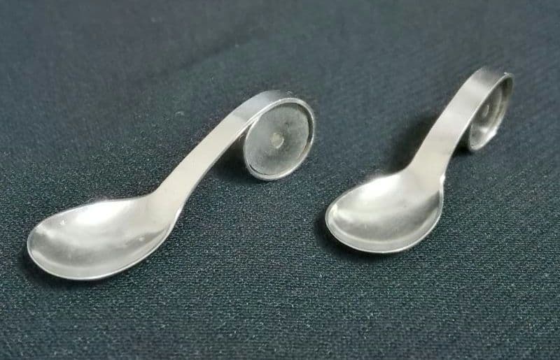 スウェーデン　GAB社　シルバー調味料入れ　トレー　スプーン　黒檀　アンティーク