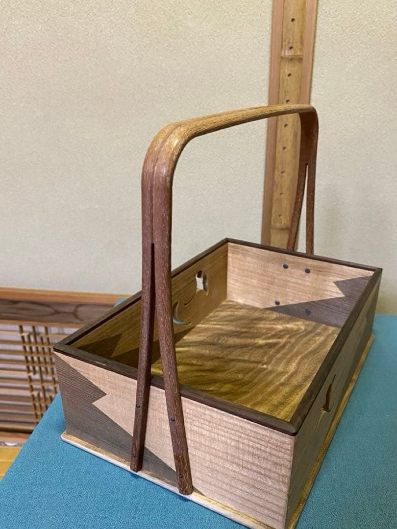 【本日限定】茶道具/莨盆 山本貞斎 鵬雲斎好 銀杏透 手付煙草盆 煙菅2本付