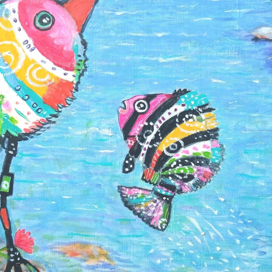 油絵　H確認　海岸の岩場での運命のであい