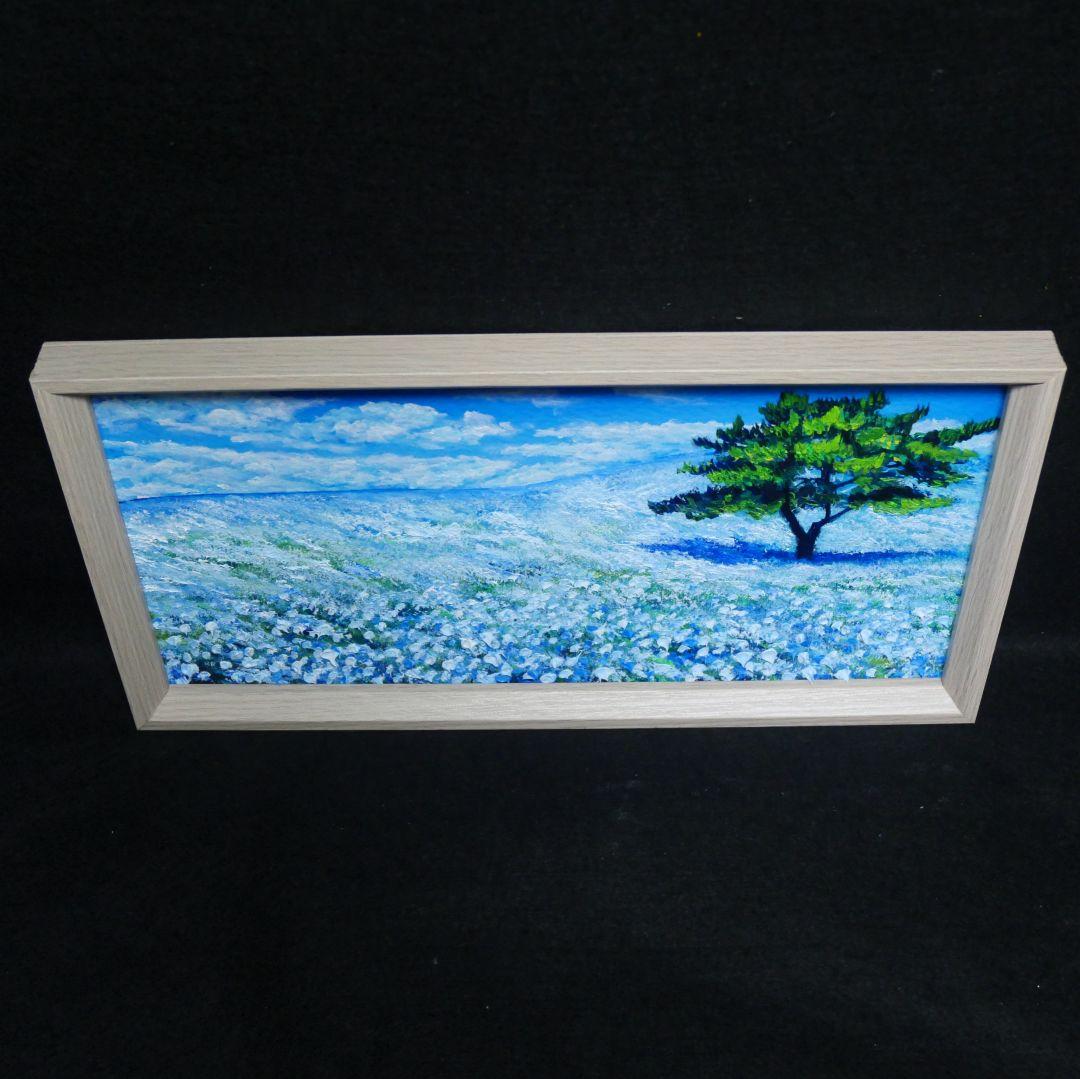 長方形ミニ絵画【ネモフィラの丘】