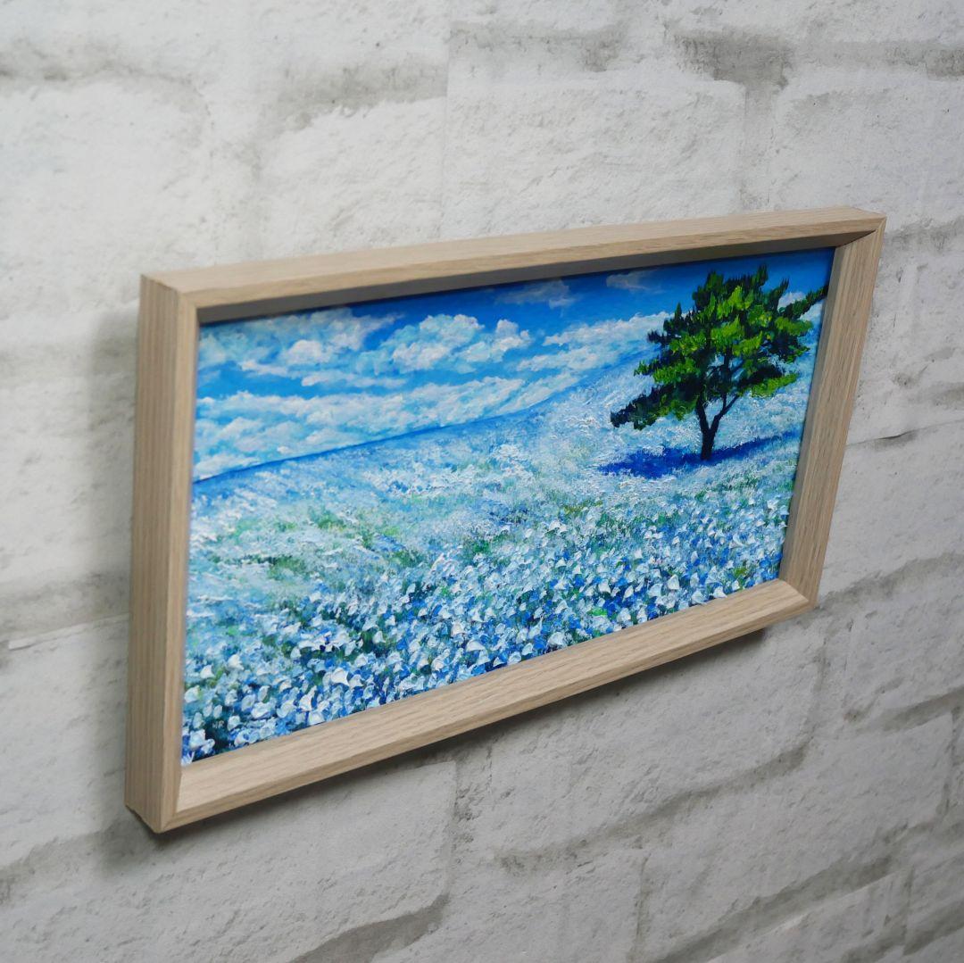 長方形ミニ絵画【ネモフィラの丘】