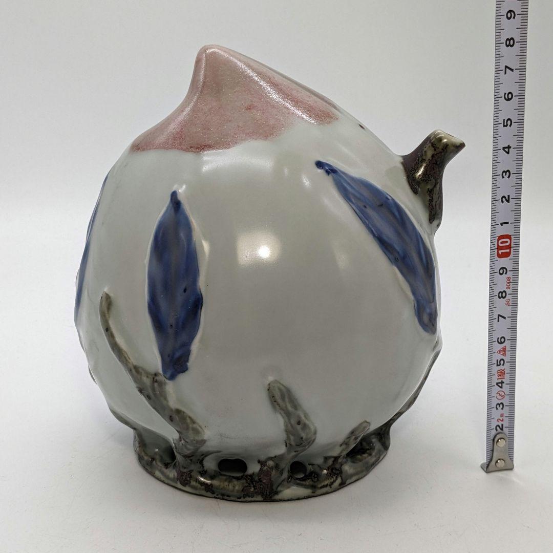 李朝 特大桃型水滴 辰砂青華彩 高麗白磁 染付 李氏朝鮮 書道具 水差 水注