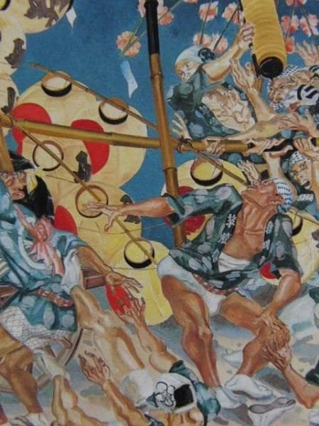 藤田嗣治、【秋田の行事（部分）】、希少画集画、新品高級額・額装付、状態良好