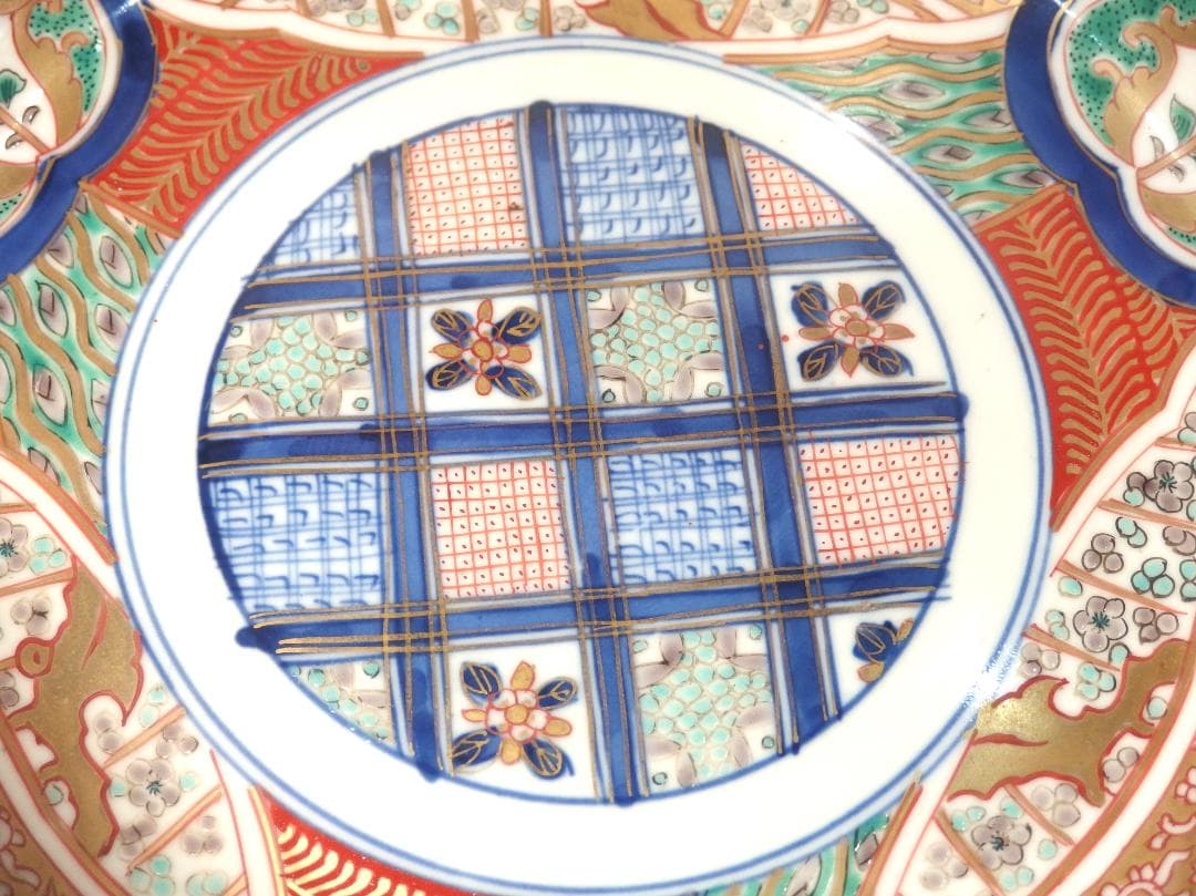 古伊万里錦手石畳紋鉢/和食器/24.6cm