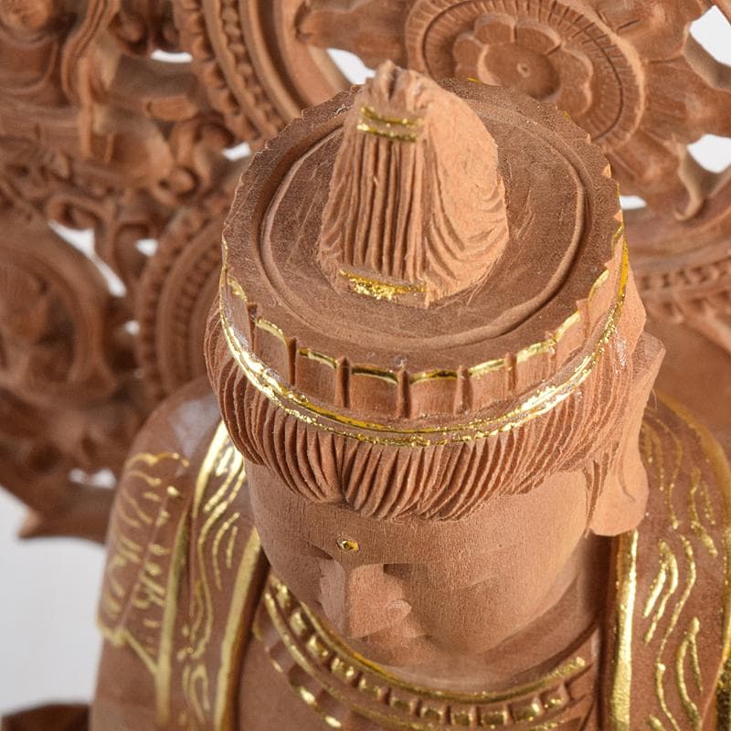 アンバサ松園大龍作白檀　普賢菩薩像　仏像　保証書付　共箱　D　R9410B