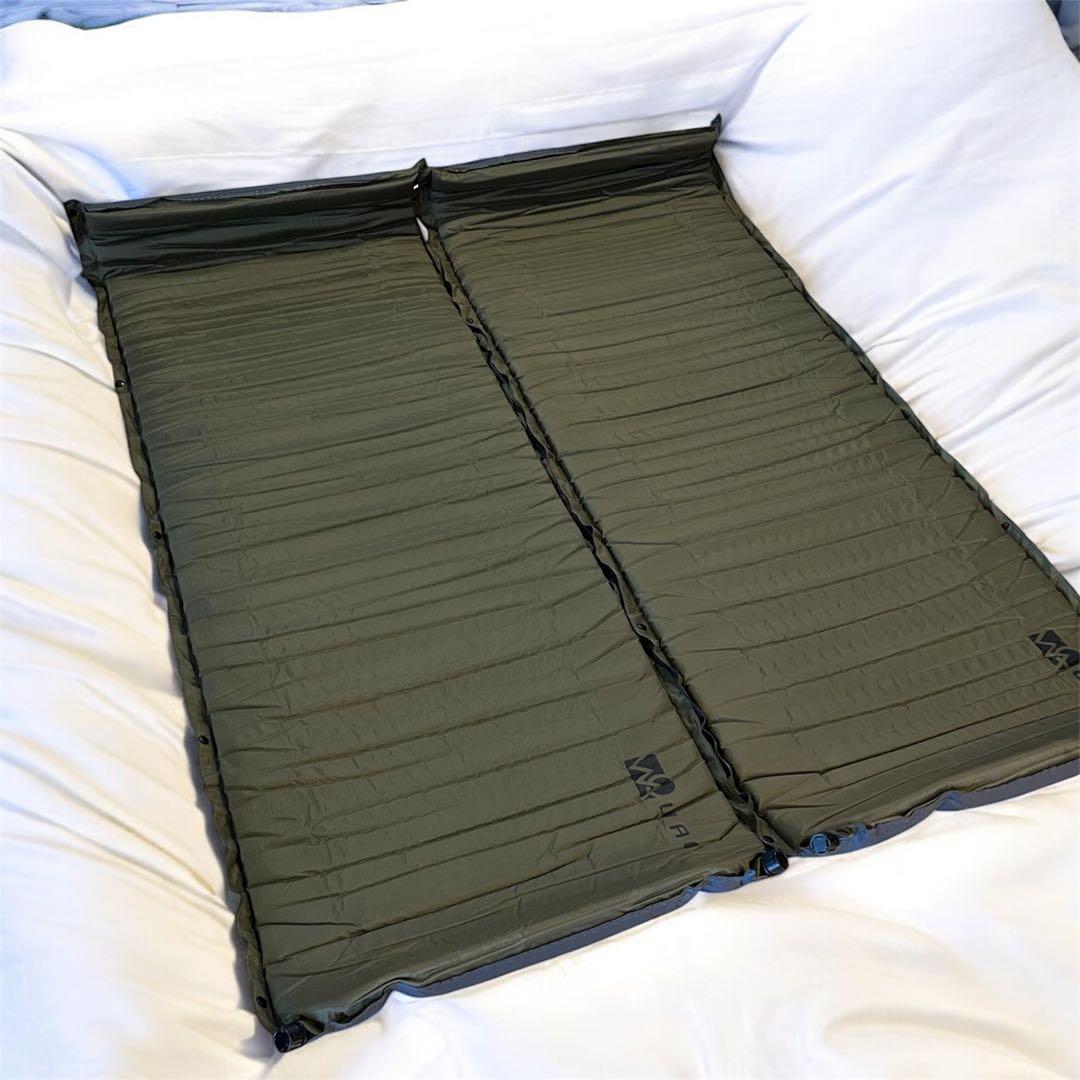 WAQ インフレーターマット シングル 8cm 2個セット オリーブグリーン