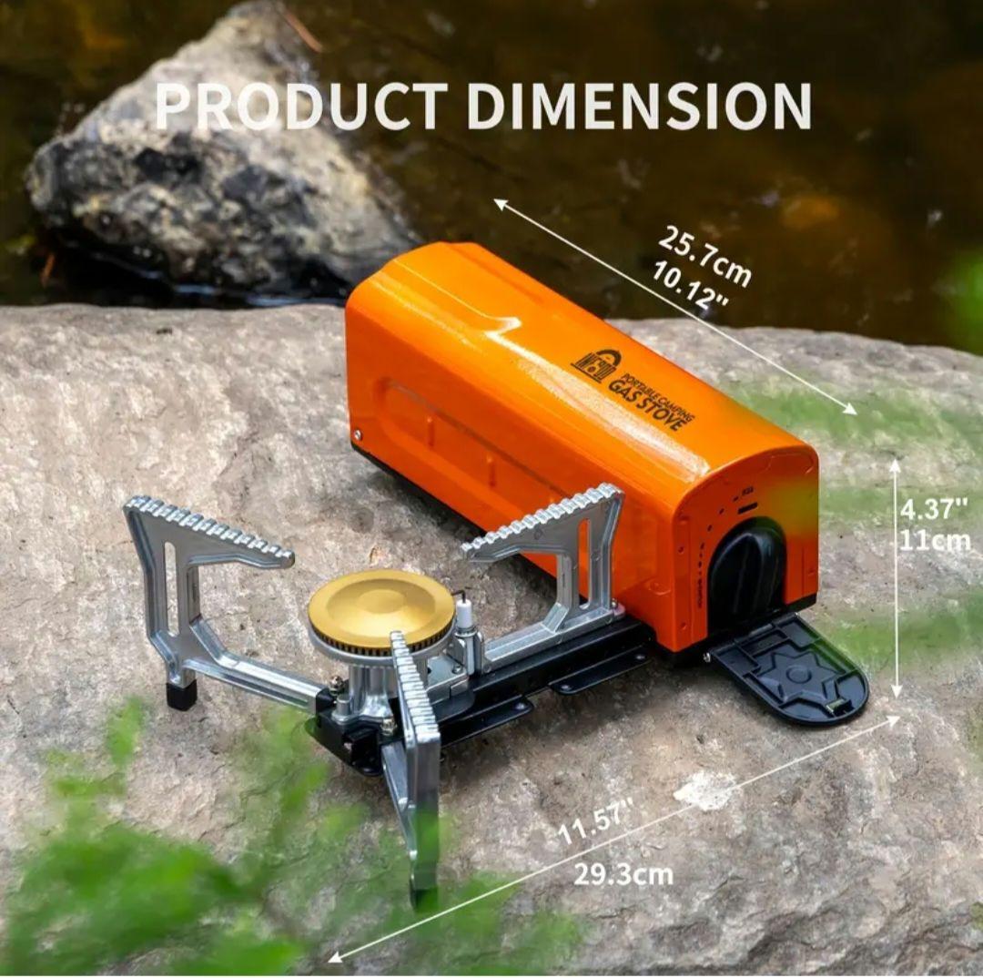 アウトドア等／折りたたみポータブルガスコンロ／緑色／コンパクト設計