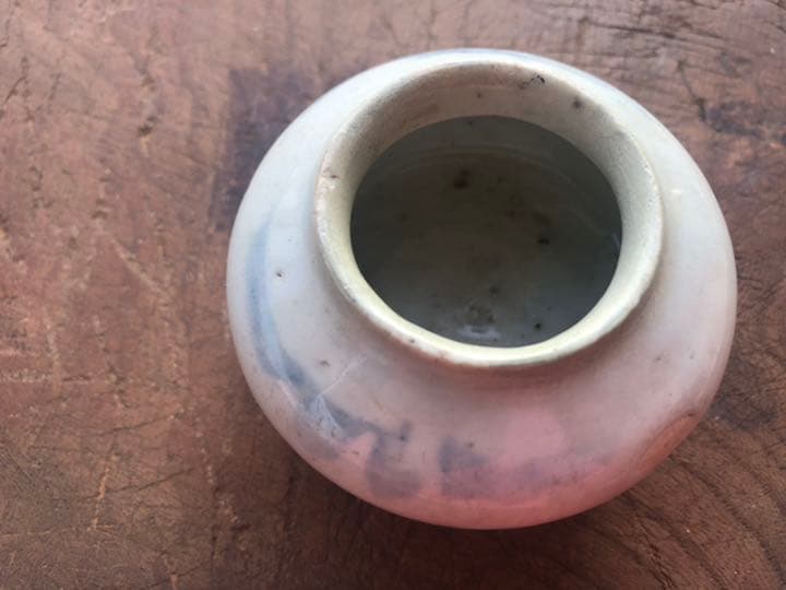 李朝　白磁　染付け　水盂　韓国