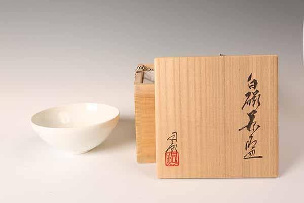 茶碗　塚本司郎　白磁　平茶椀　【茶道具・陶器】